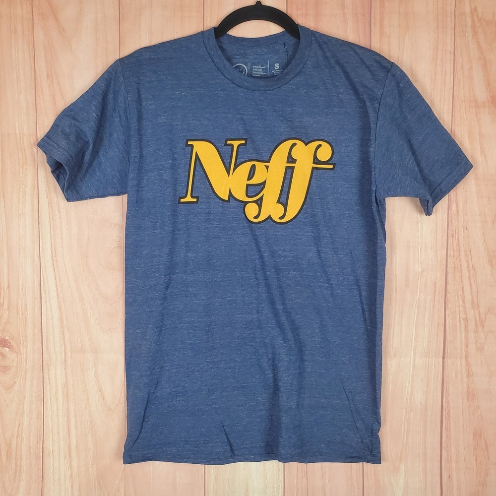 Neff T Shirt Mens Small Blue Cotton Spellout Logo Graphic Outdoor Everyday Wear